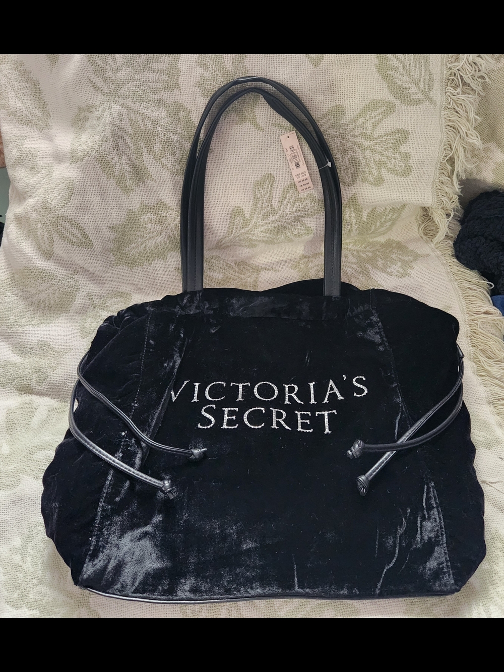 NWT Victoria's Secret Black Velvet Tote Bag